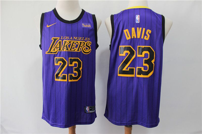 Men Los Angeles Lakers #23 Davis Purple stripe Game Nike NBA Jerseys